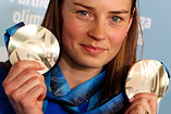 Arrival of Tina Maze, two times silver medalist from Vancouver Olympic Games
